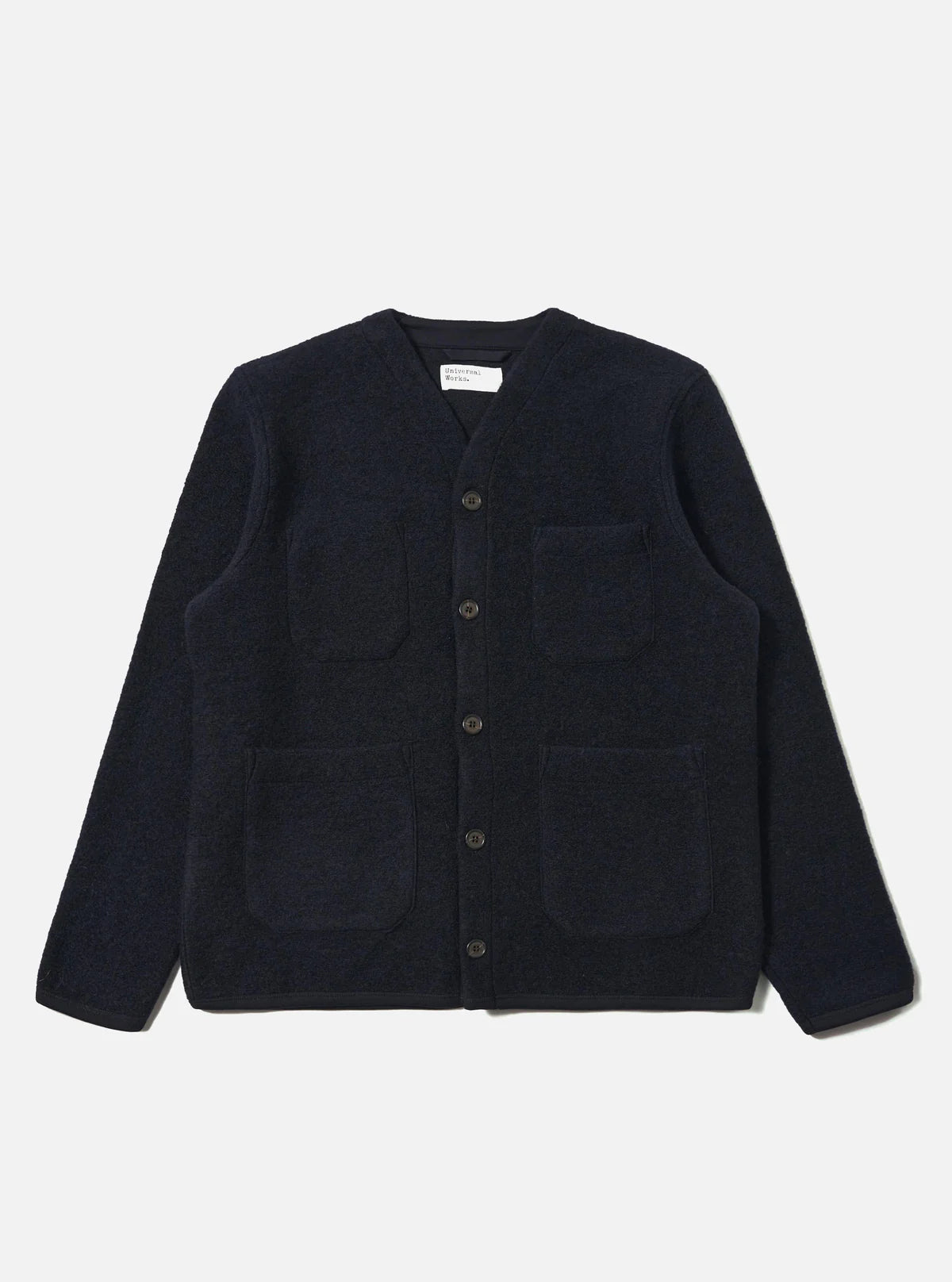 Cardigan Navy Wool Fleece