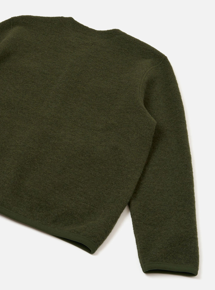Olive Wool Fleece Cardigan - vue de dos