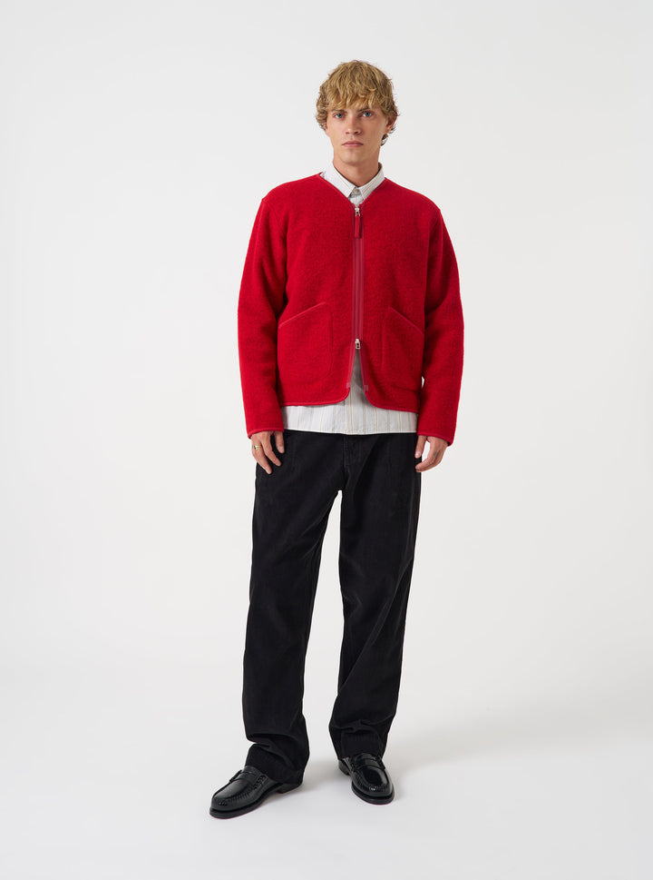 Scarlet Wool Fleece Cardigan - modèle de face