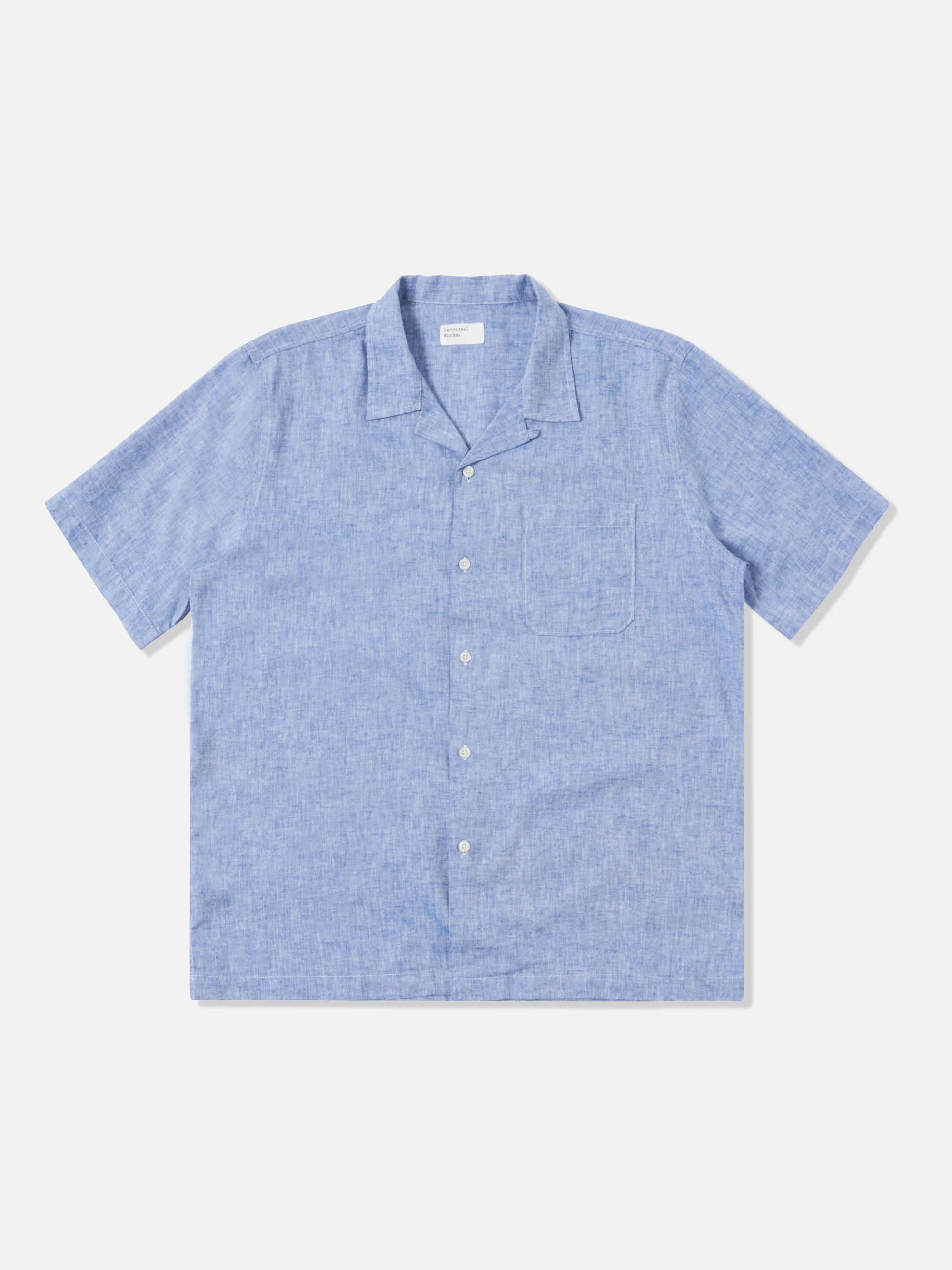 UNIVERSAL WORKS - Chemise slub linen mix-blue