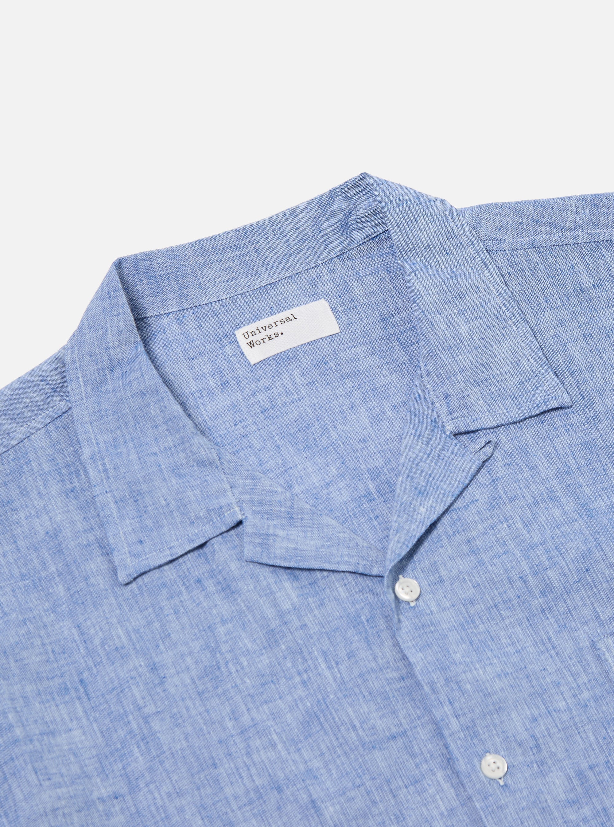 UNIVERSAL WORKS - Chemise slub linen mix-blue