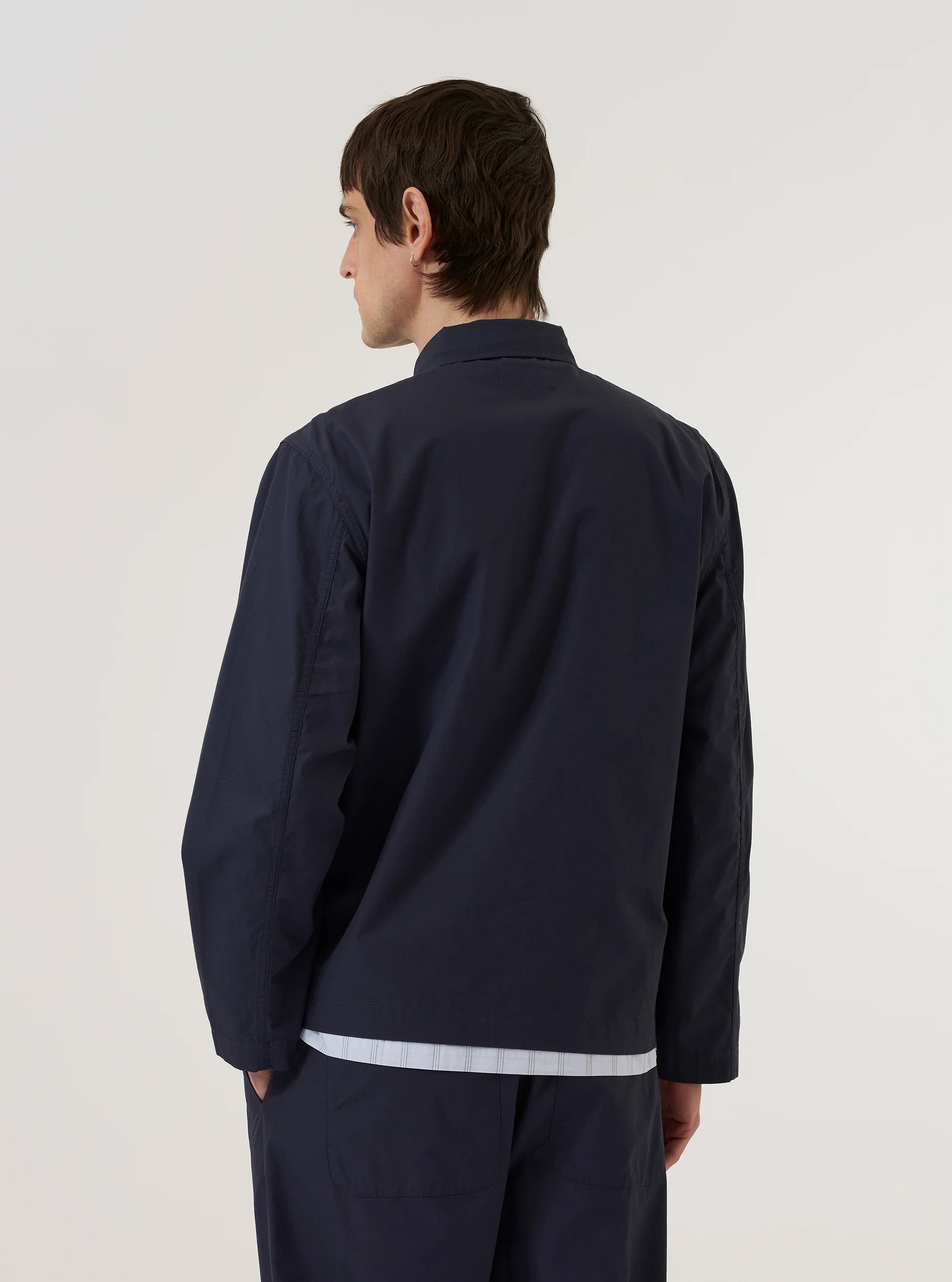 Navy Peached Poplin Franck Jacket - Navy
