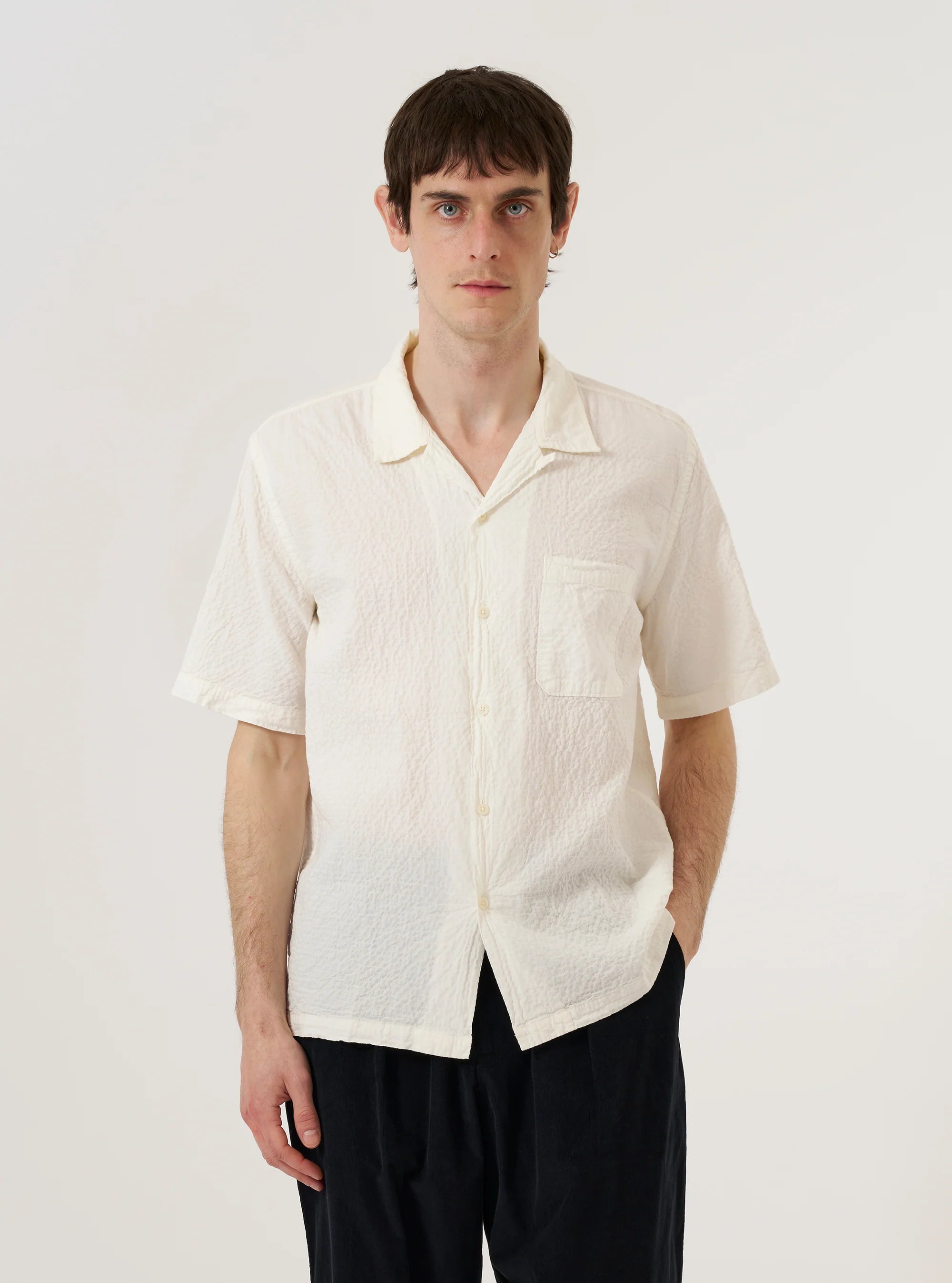 Chemise à manche courte - Ecru Arten Seersucker Road Shirt