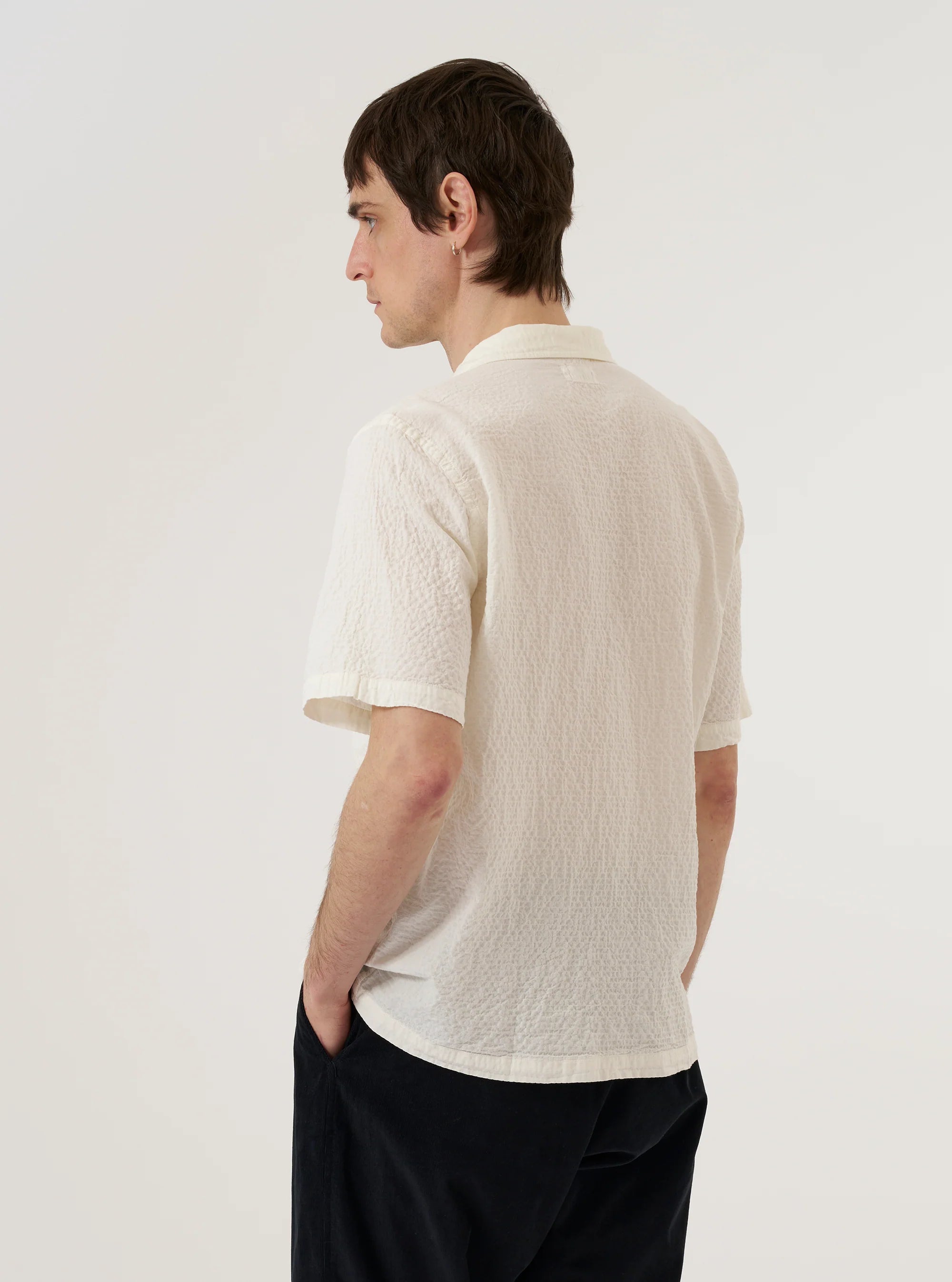 Chemise à manche courte - Ecru Arten Seersucker Road Shirt