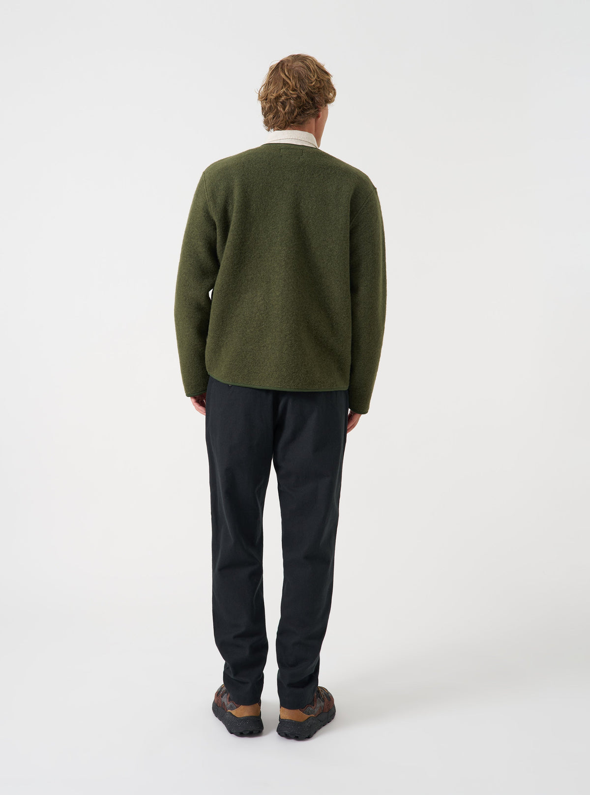 Black Brushed Moleskin Military Chino - modèle de face