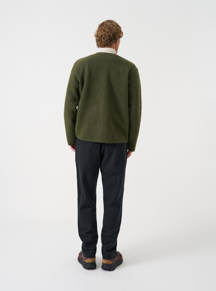 Black Brushed Moleskin Military Chino - modèle de face