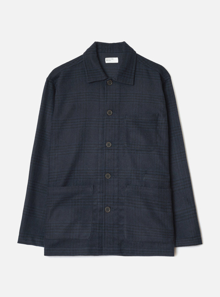 Bakers Overshirt Bob Wool Mix navy Universal Works - vue de face