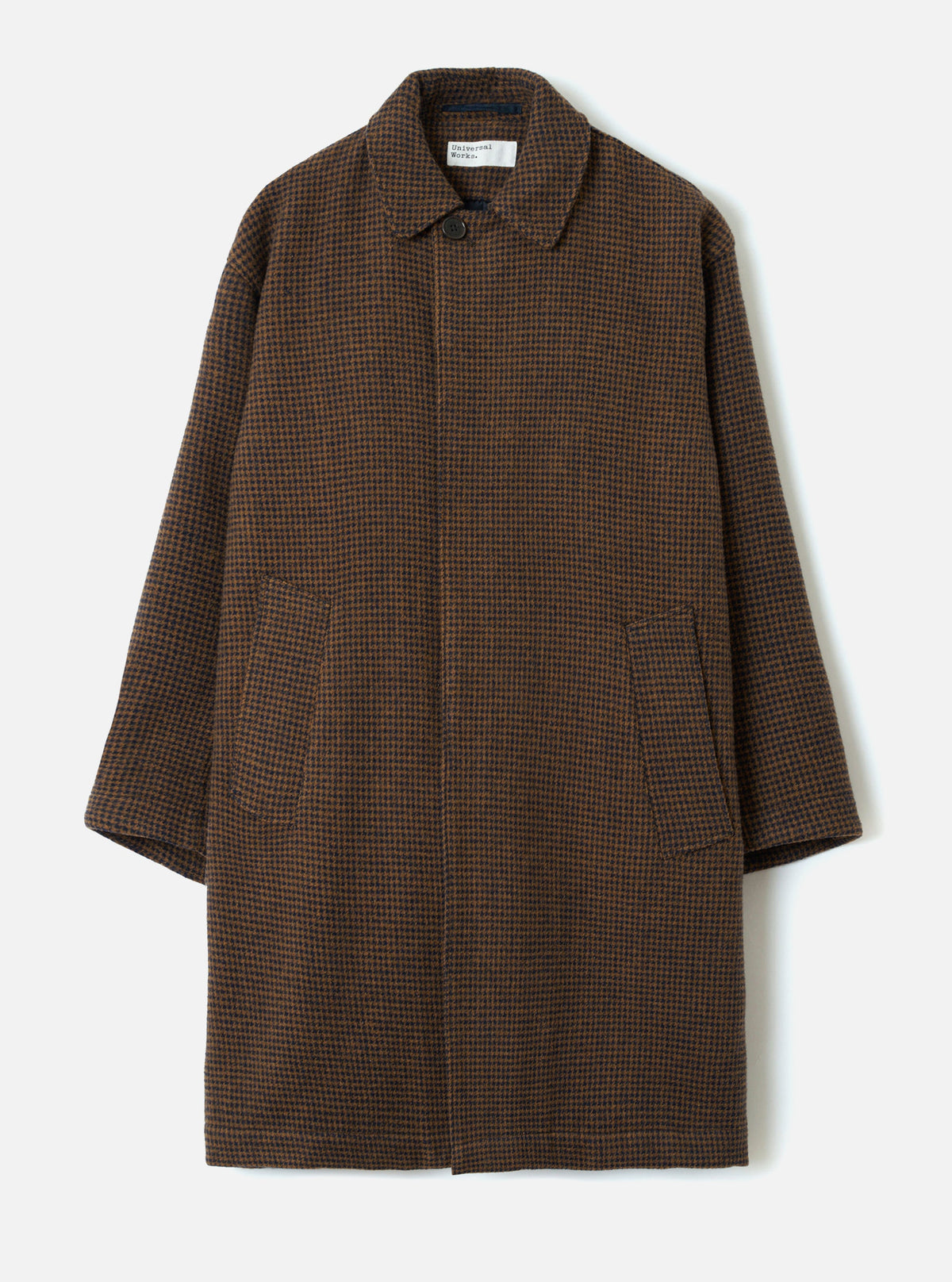 Navy/Brown Wool Tweed Mix Stan Coat - vue de face