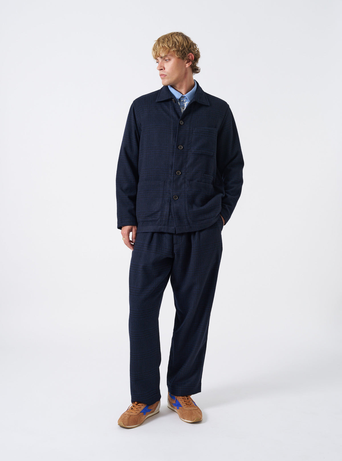 Pantalon Oxford navy - porté de face
