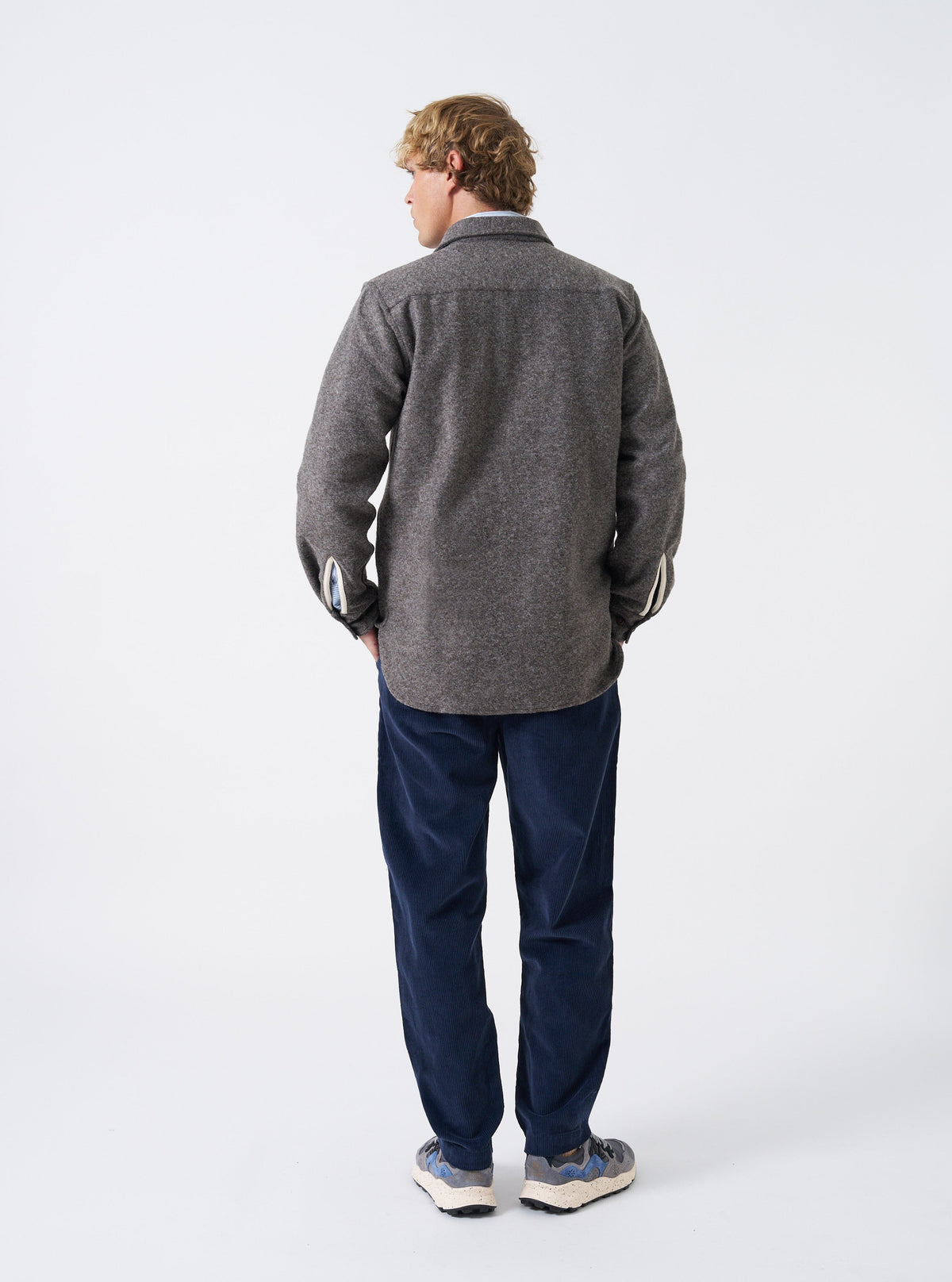 Mid Brown Dam Marl Work Shirt - vue modèle dos