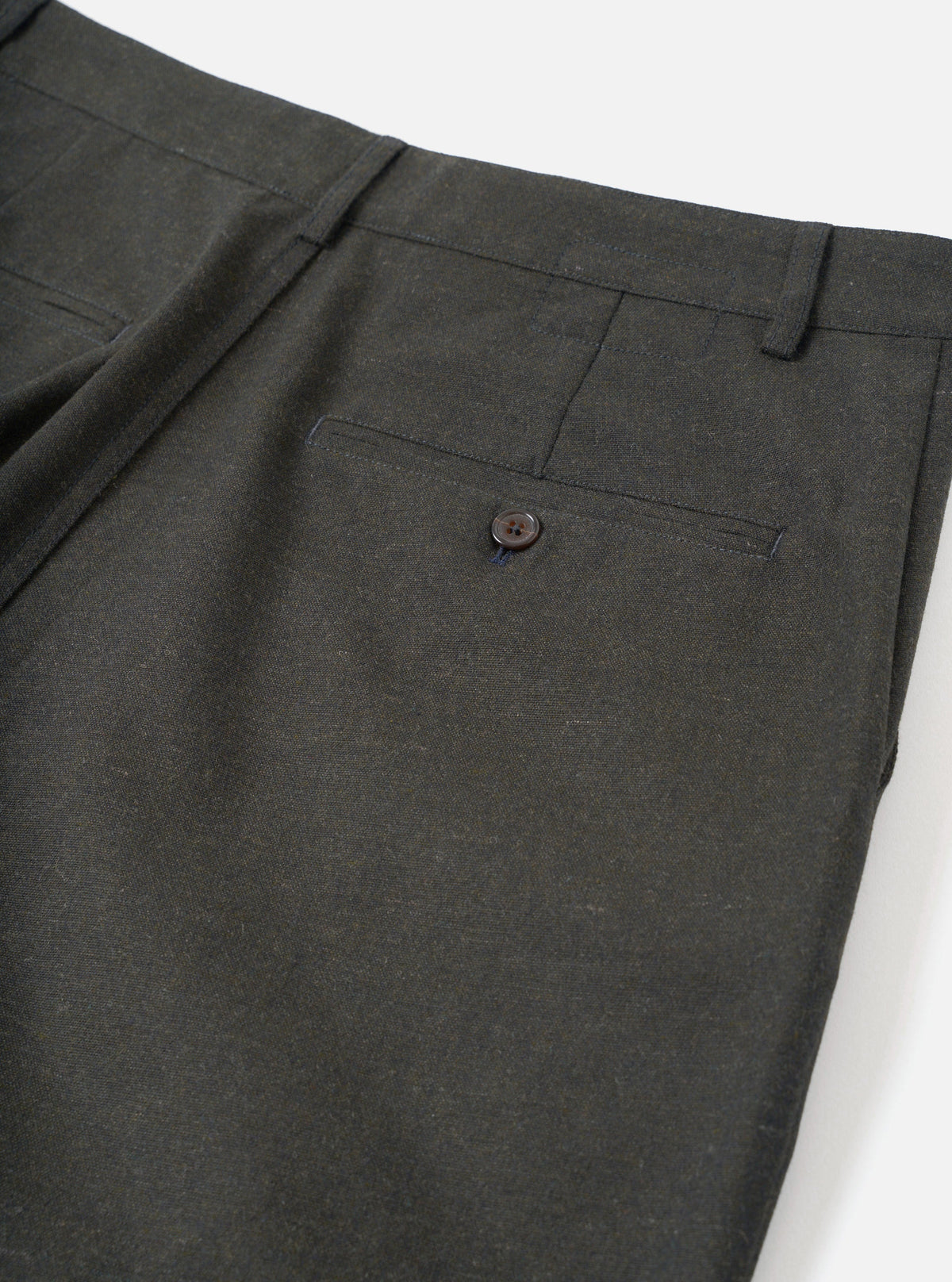Olive Recycled Italian Tweed Military Chino - détail poches