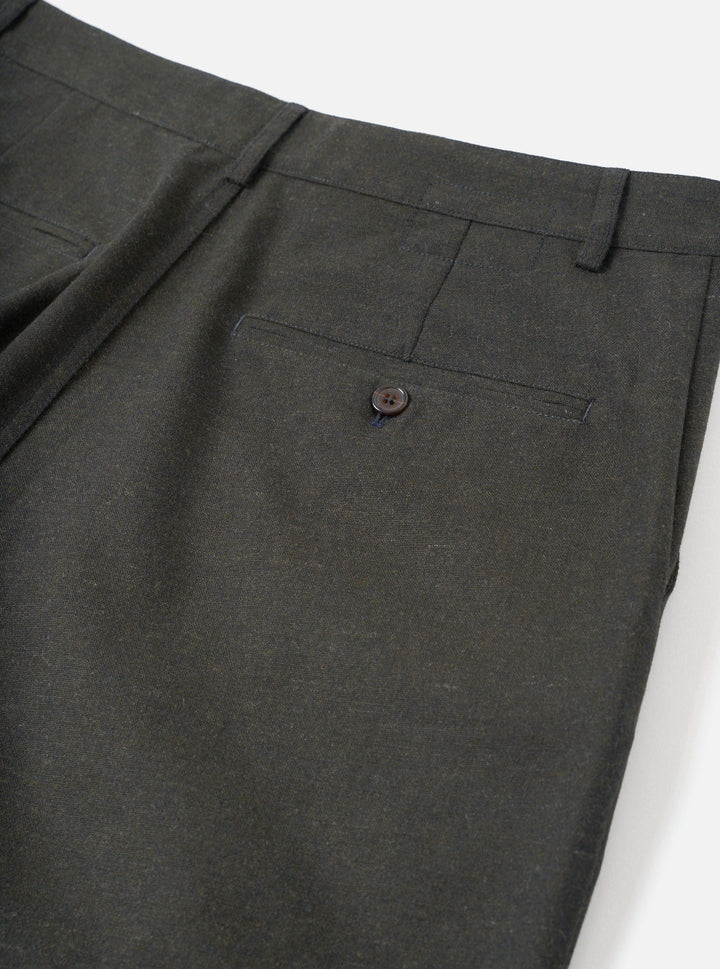Olive Recycled Italian Tweed Military Chino - détail poches