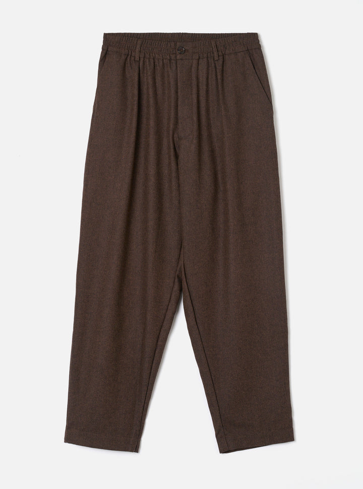 Brown Recycled Italian Tweed Pleated Track Pant - vue de face