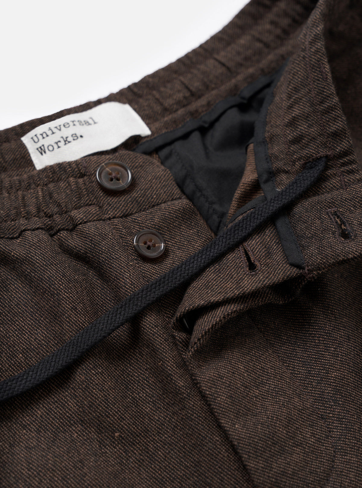 Brown Recycled Italian Tweed Pleated Track Pant - détail taille