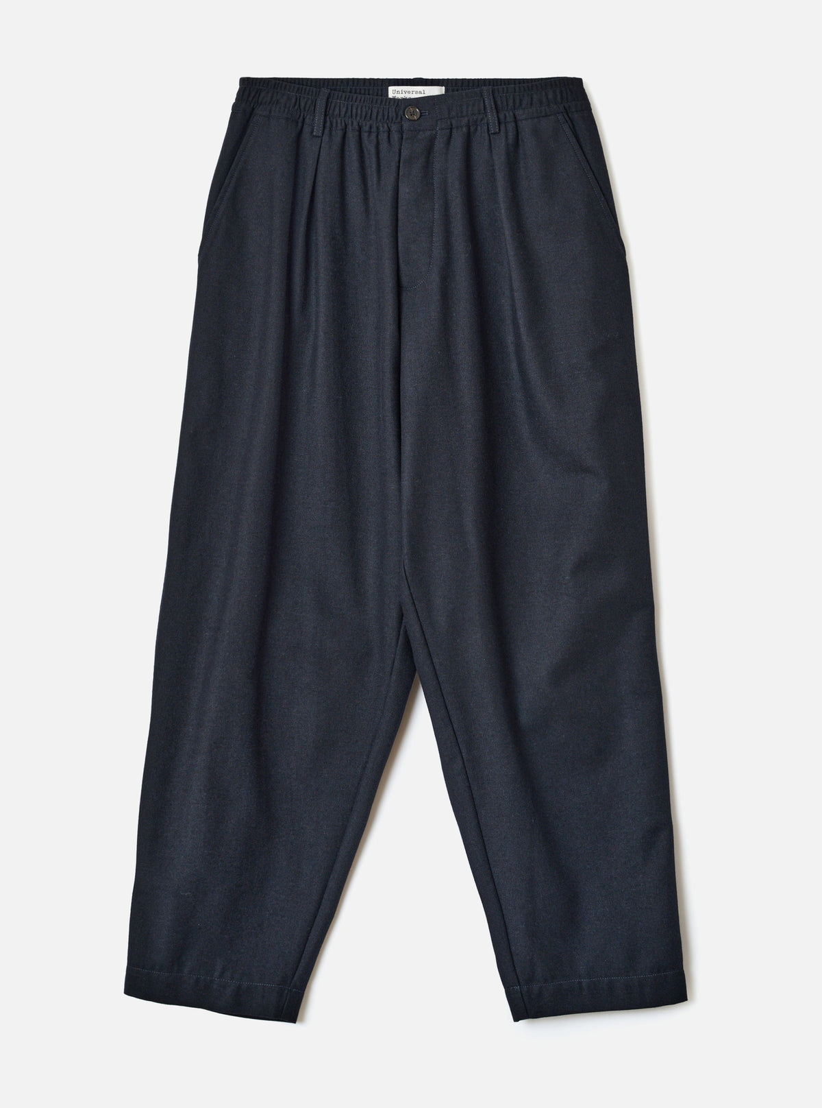 Navy Recycled Italian Tweed Pleated Track Pant - vue de face