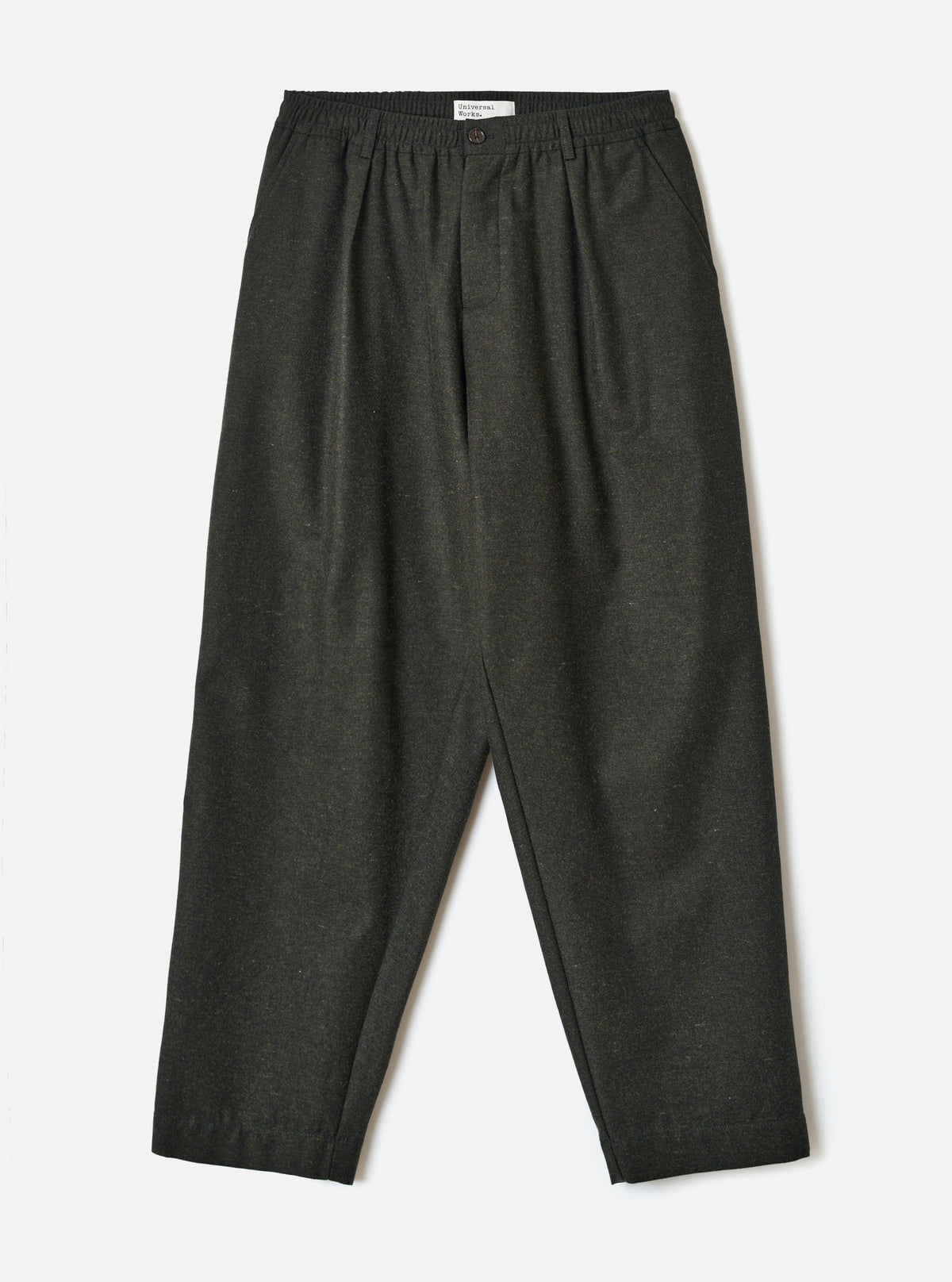 Olive Recycled Italian Tweed Pleated Track Pant - vue de face