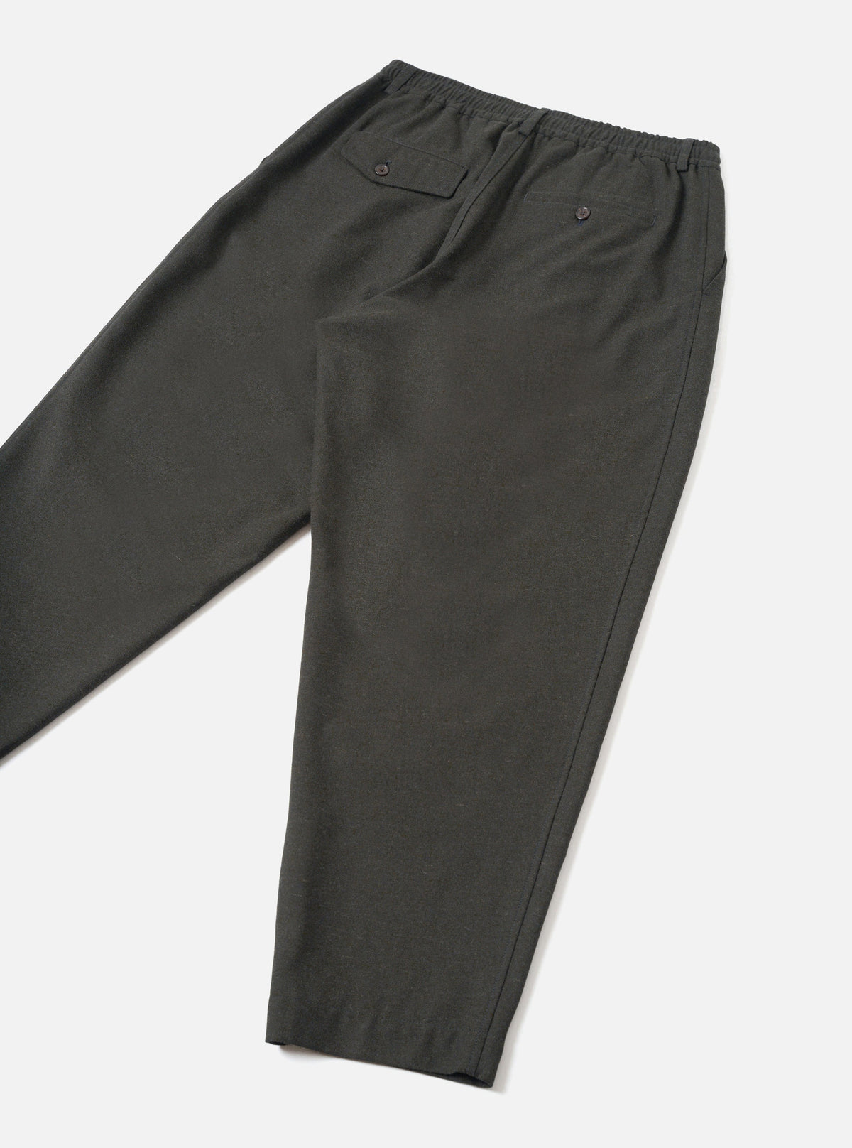 Olive Recycled Italian Tweed Pleated Track Pant - vue de dos