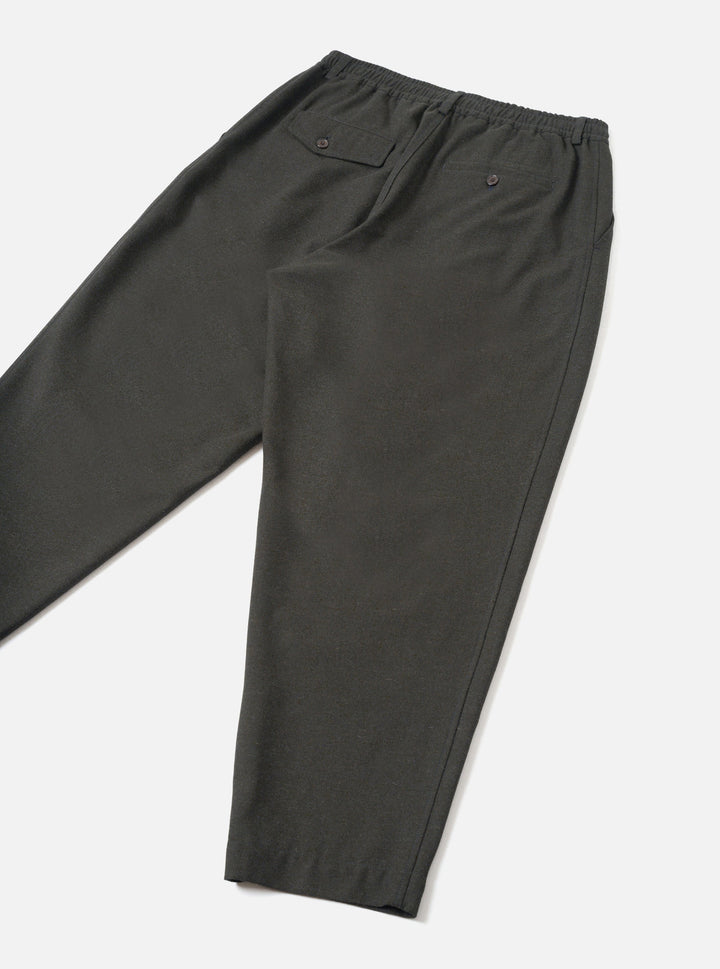 Olive Recycled Italian Tweed Pleated Track Pant - vue de dos