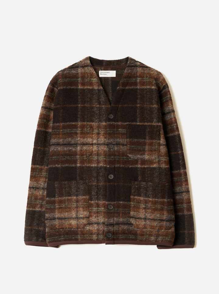 Brown Pino Wool Fleece Cardigan Universal Works - vue de face