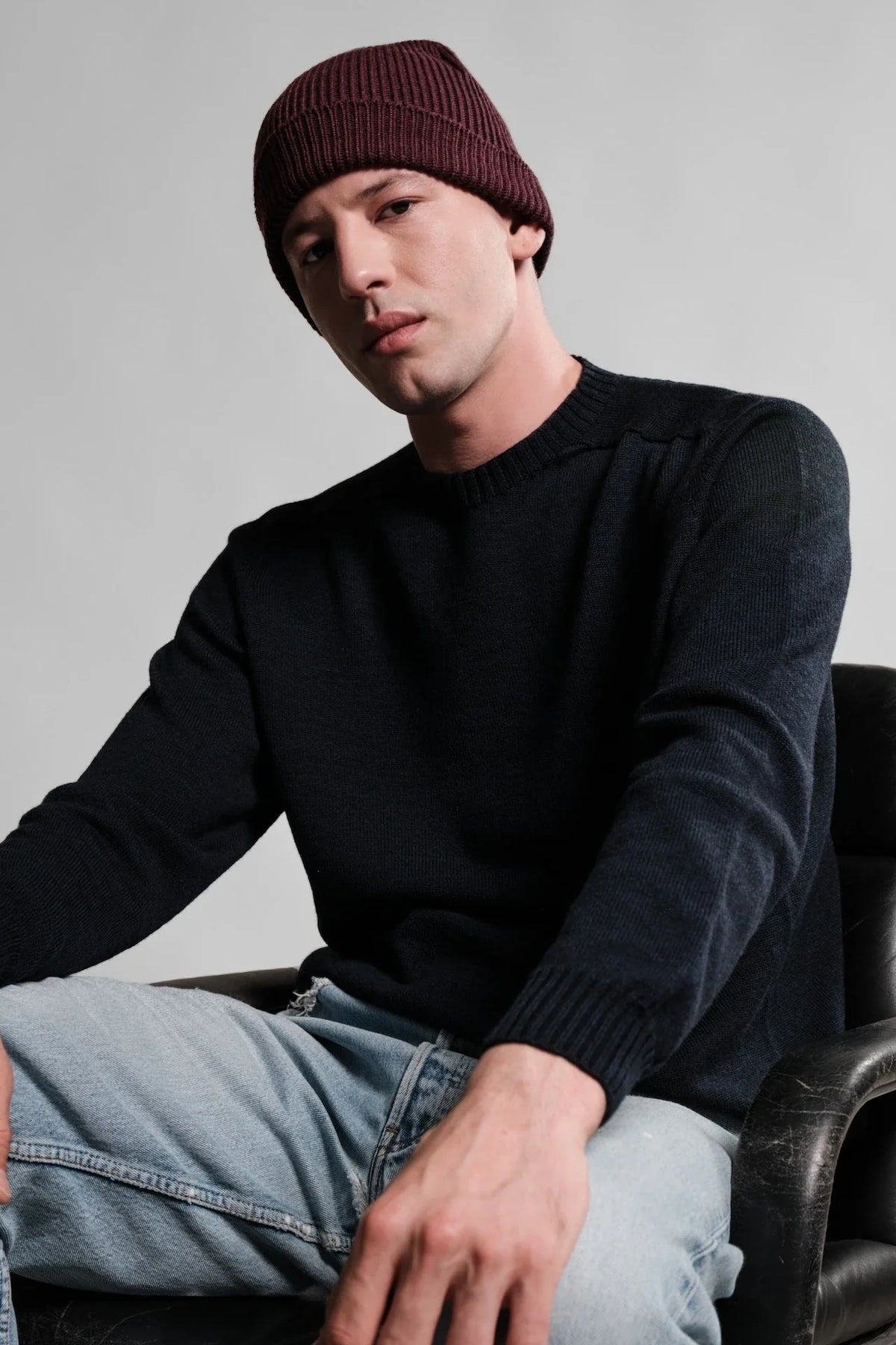 Bonnet Ara Nitto Knitwear bordeaux - laine mérinos
