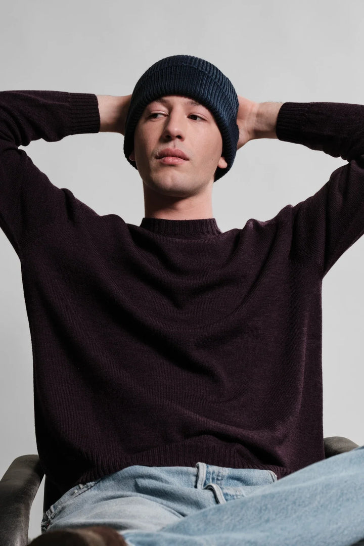 Bonnet Ara Nitto Knitwear bleu marine - laine mérinos
