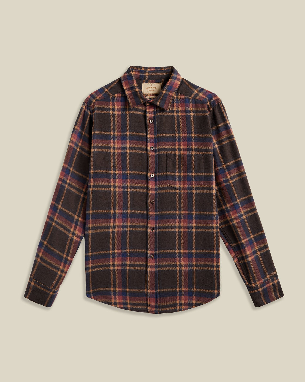 Chemise flanelle CASTOR Portuguese Flannel marron à carreaux - vue de face