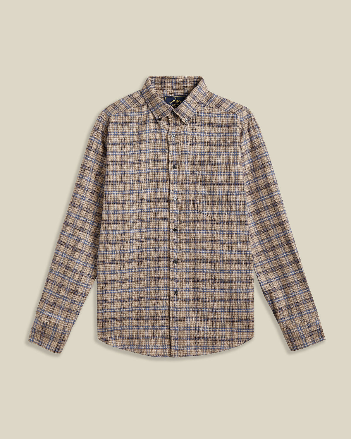 Chemise flanelle CEDAR Portuguese Flannel carreaux marron et bleu - vue de face