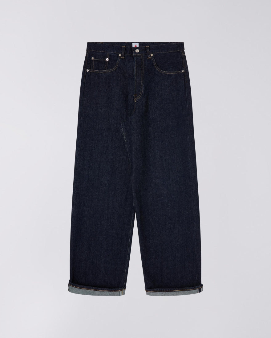 Jean Wide Pant Edwin Kurabo selvedge bleu rincé - vue de face