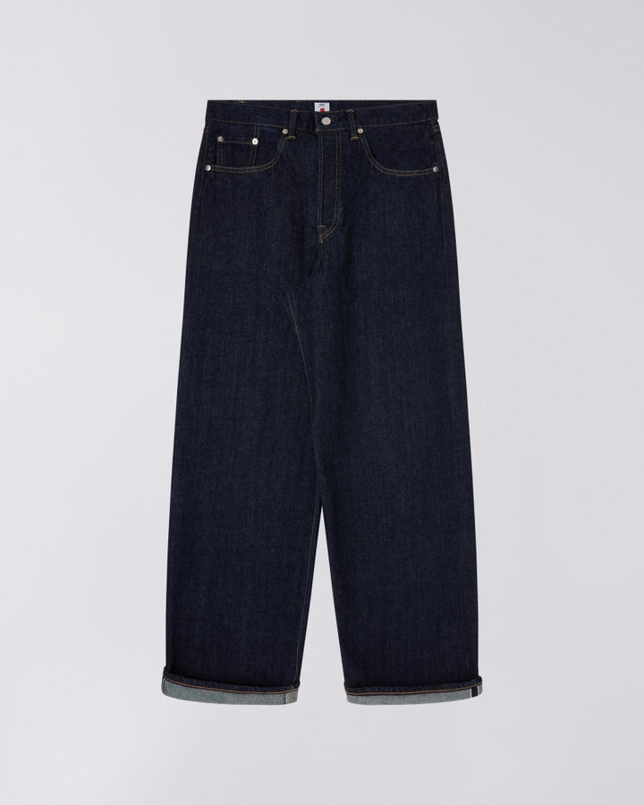 Jean Wide Pant Edwin Kurabo selvedge bleu rincé - vue de face