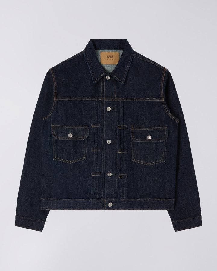 Veste en jean Edwin Kurabo selvedge bleu rincé - vue de face