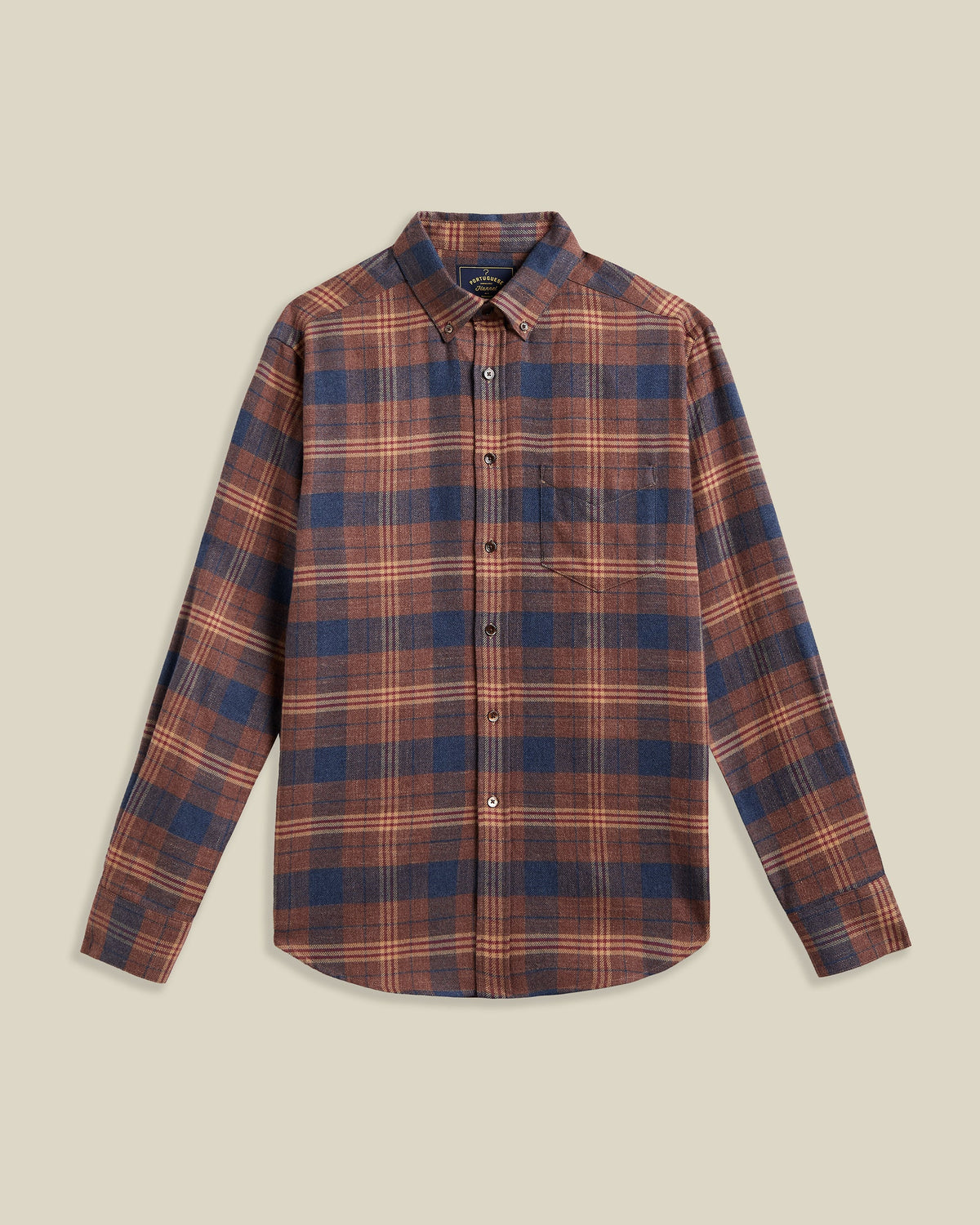 Chemise flanelle LOGIA Portuguese Flannel rouille et marine - vue de face