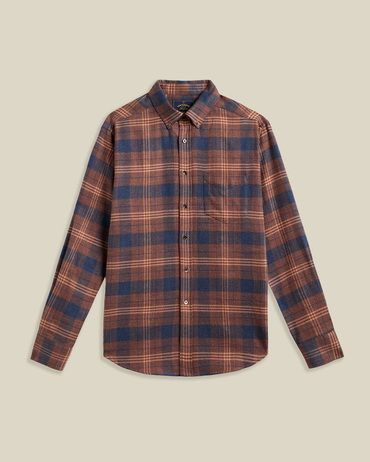 Chemise flanelle LOGIA Portuguese Flannel rouille et marine - vue de face
