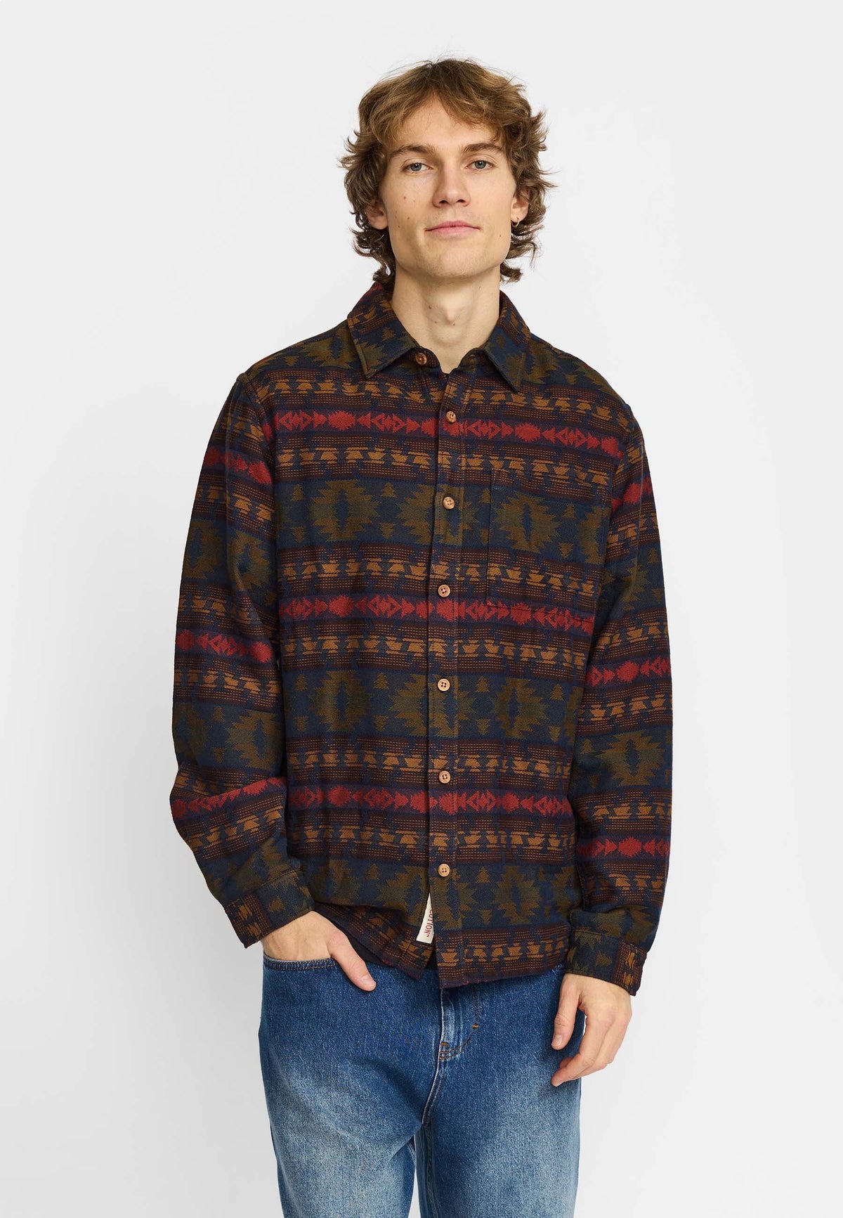 Chemise jacquard Revolution 3287 marine - vue 1