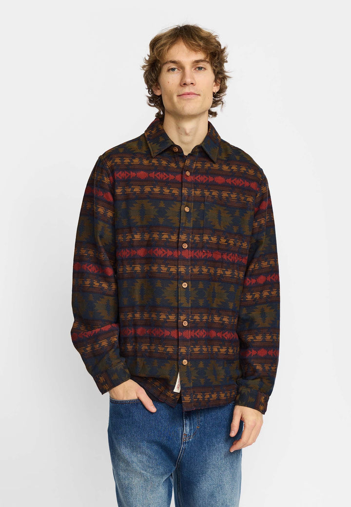 Chemise jacquard Revolution 3287 marine - vue 1