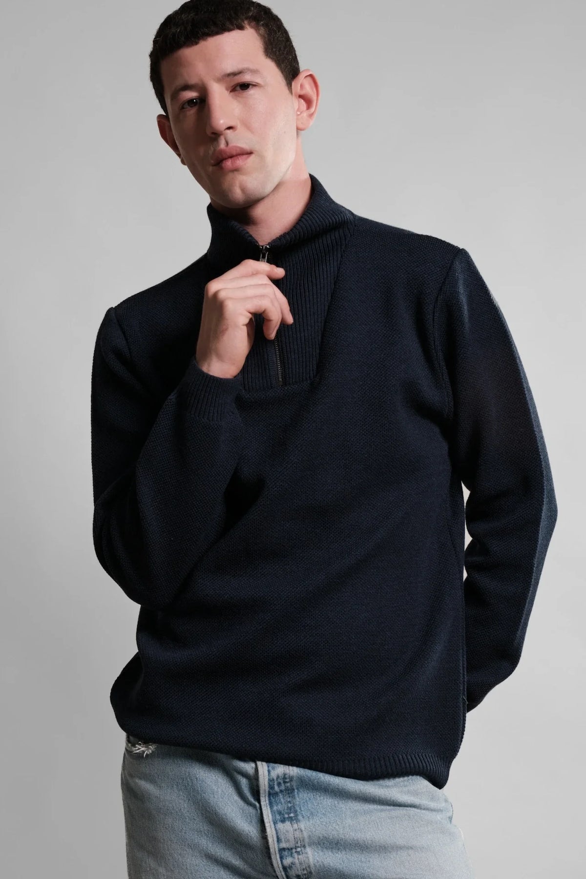 Pull camionneur Youri Nitto Knitwear marine - vue 3