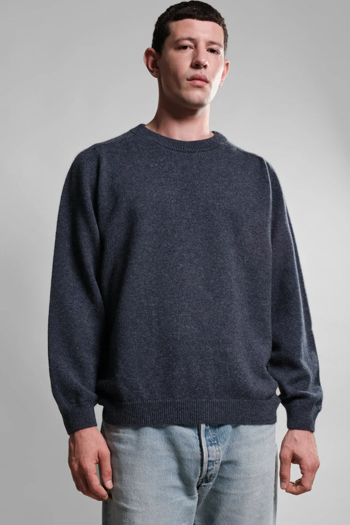 Pull col rond Armen Nitto Knitwear marine - vue 2