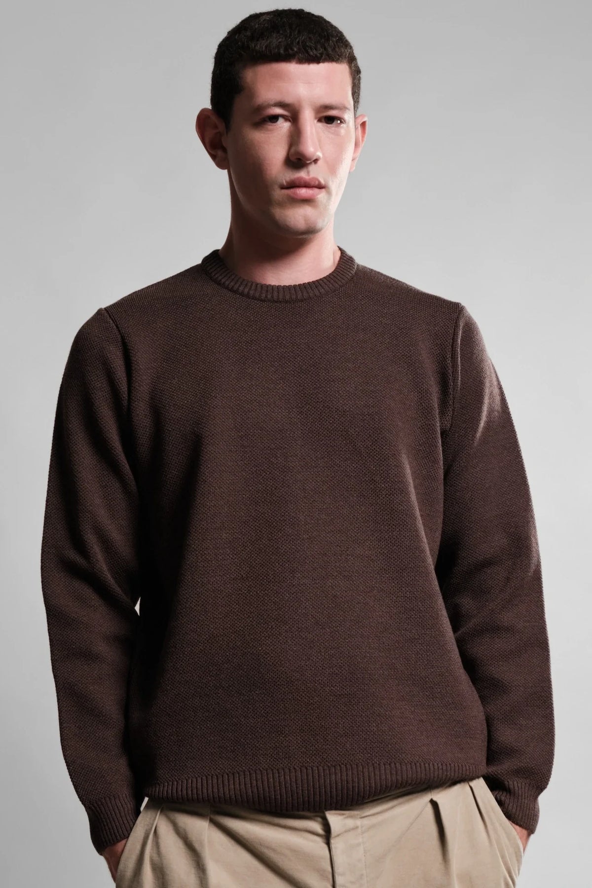 Pull col rond Youri Nitto Knitwear marron - vue 2