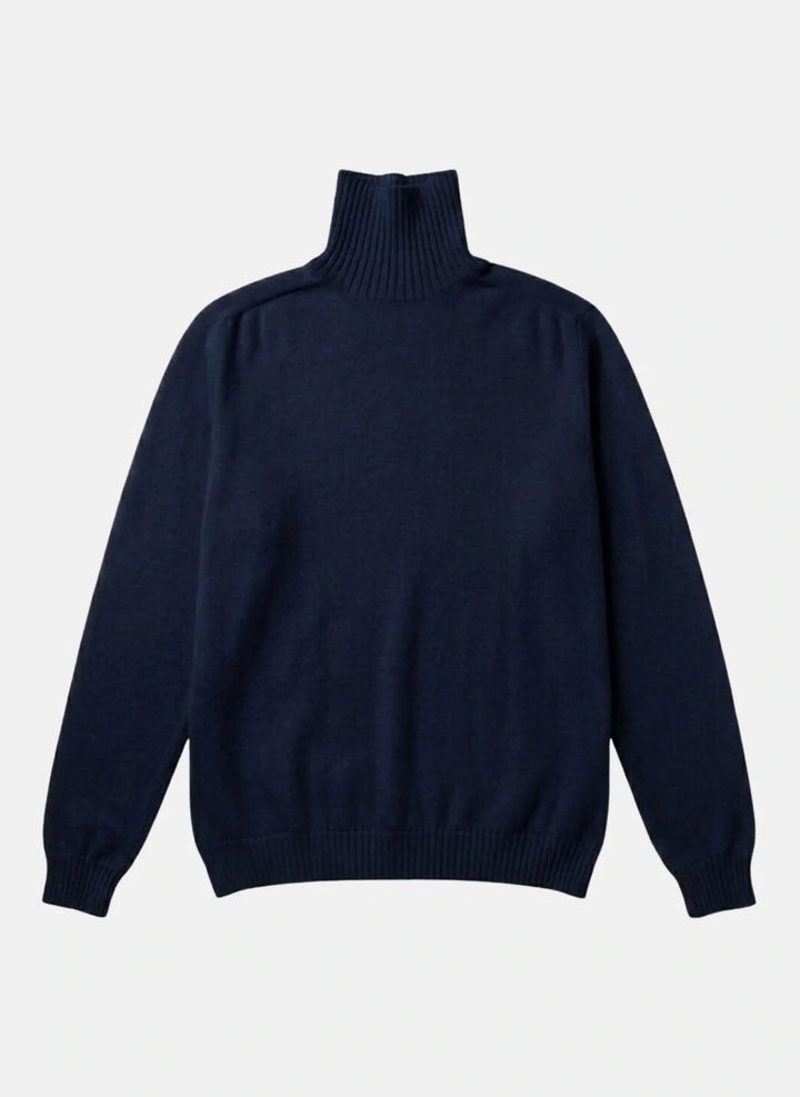 Pull col roulé laine mérinos Aris Nitto Knitwear marine - face
