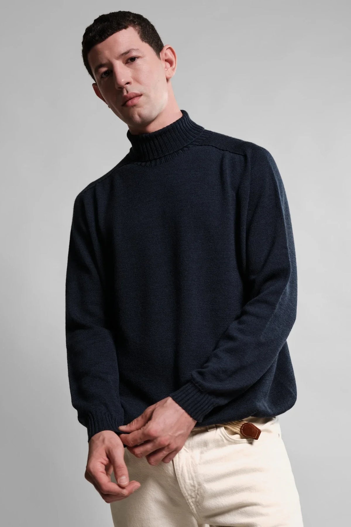Pull col roulé Aris Nitto Knitwear marine - vue 2