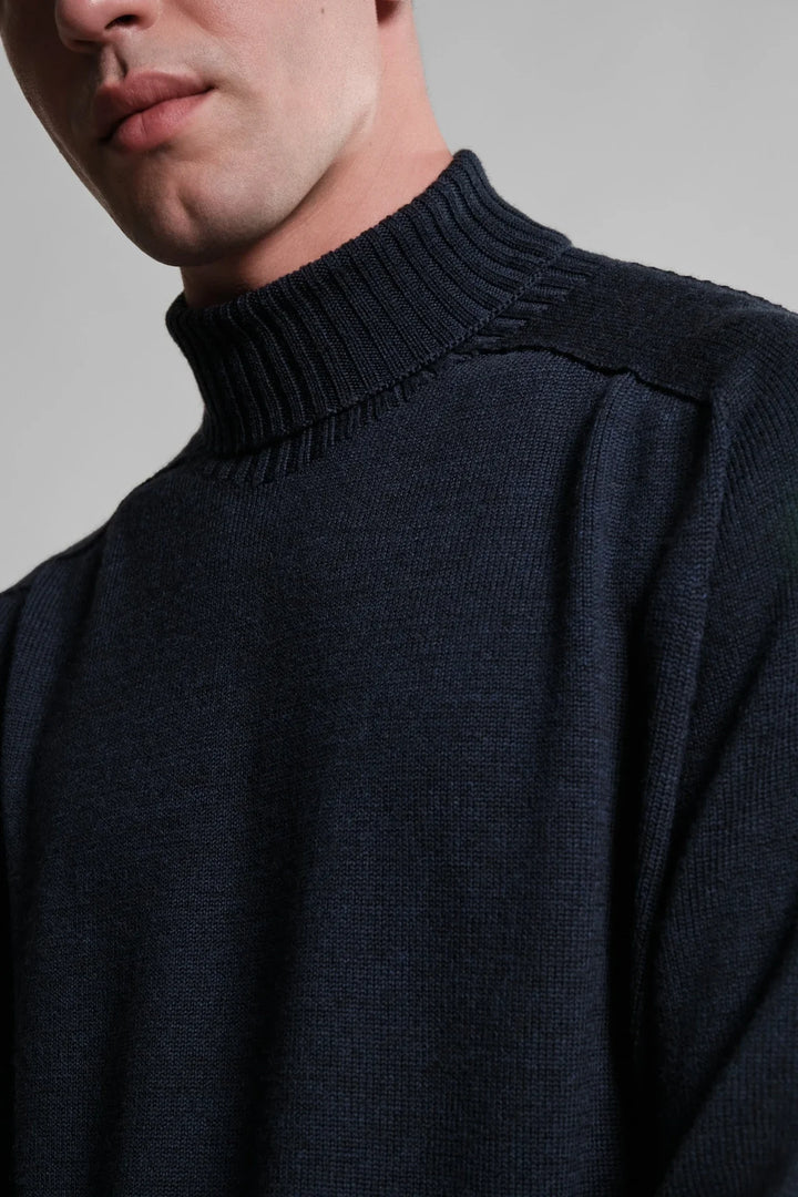 Pull col roulé Aris Nitto Knitwear marine - vue 3