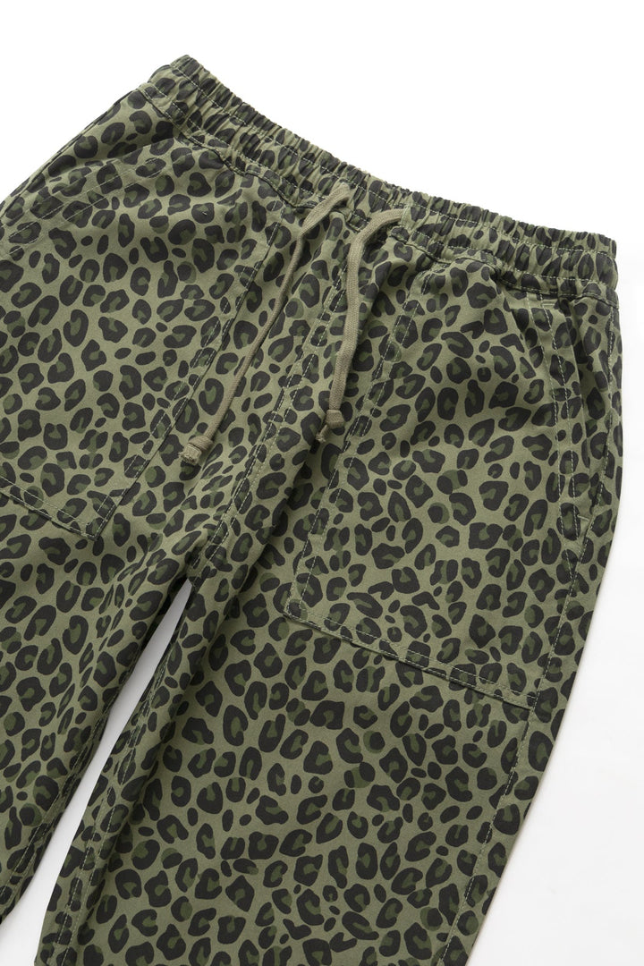 Patterned Chef Pants Green Leopard - détail