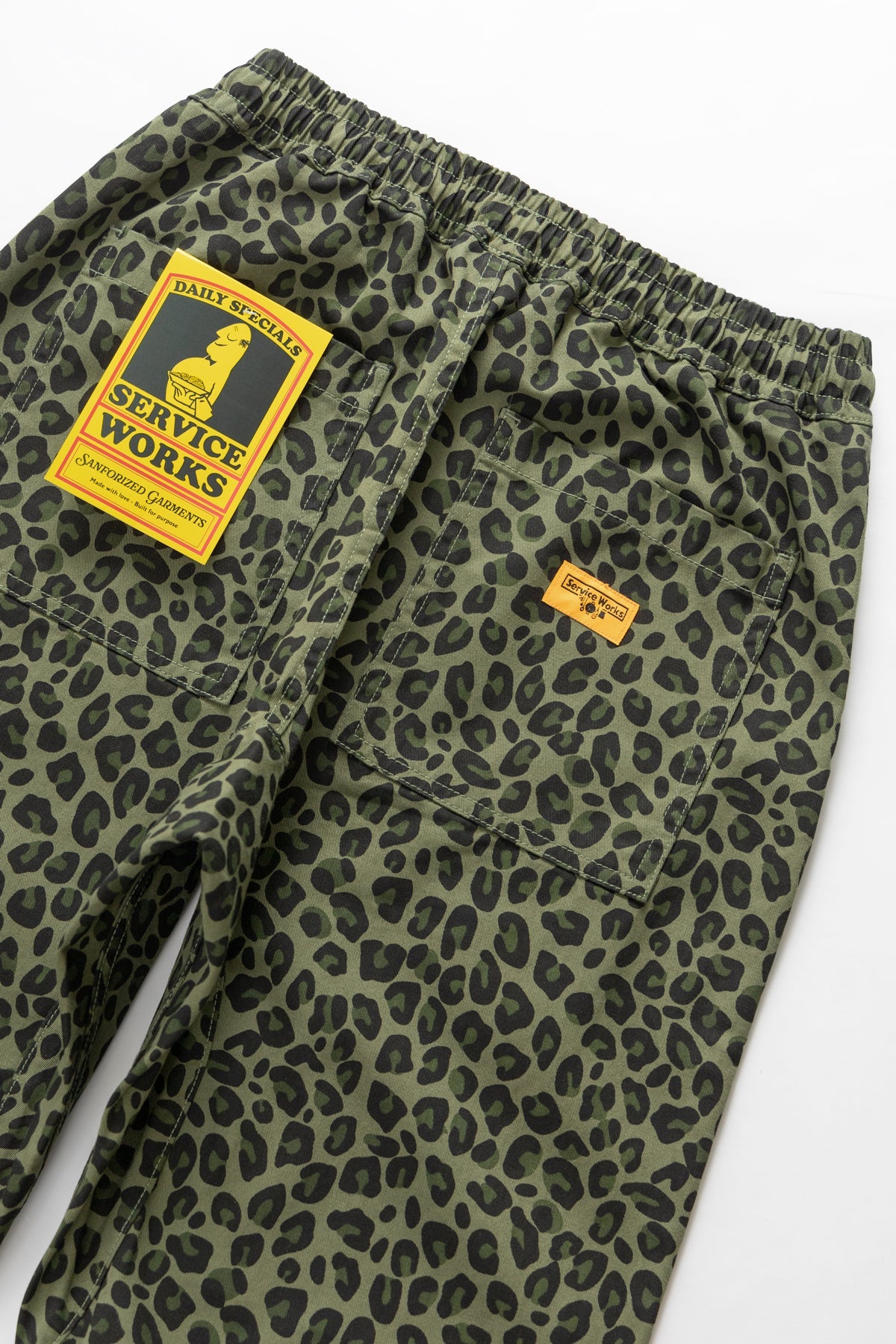 Patterned Chef Pants Green Leopard - détail
