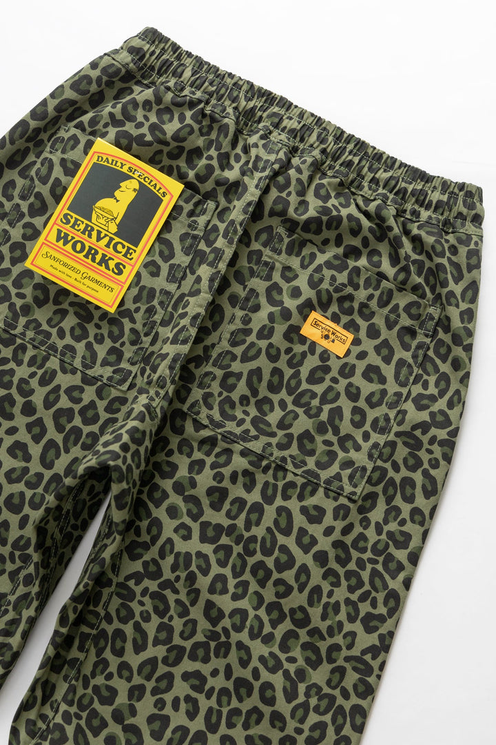 Patterned Chef Pants Green Leopard - détail