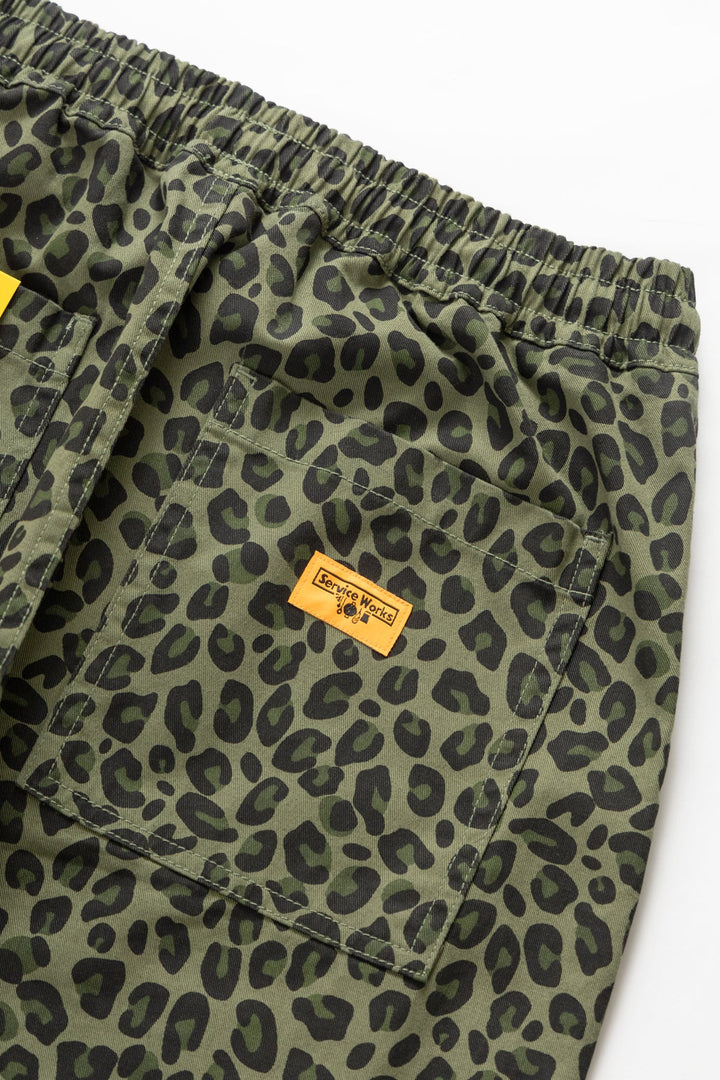 Patterned Chef Pants Green Leopard - détail