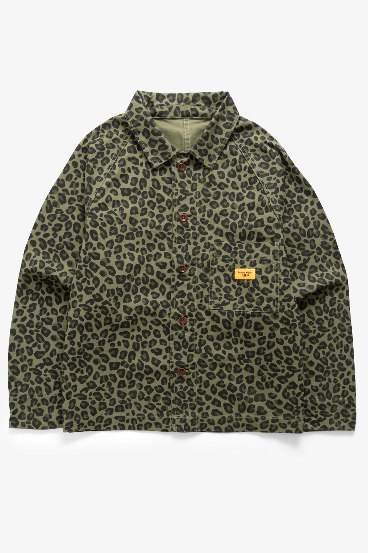 Patterned Front Of House Jacket Green Leopard - vue de face
