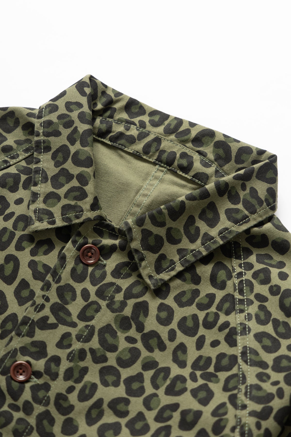 Patterned Front Of House Jacket Green Leopard