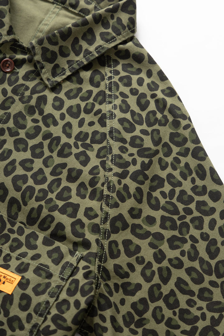 Patterned Front Of House Jacket Green Leopard - détail