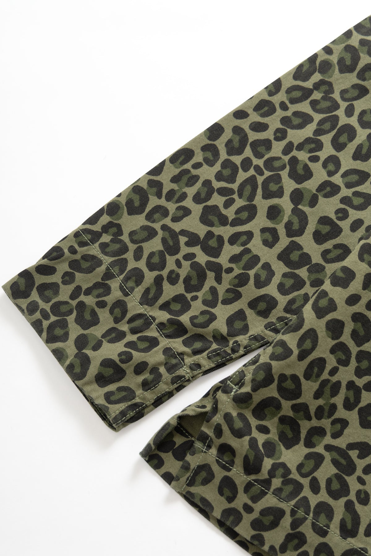 Patterned Front Of House Jacket Green Leopard - détail