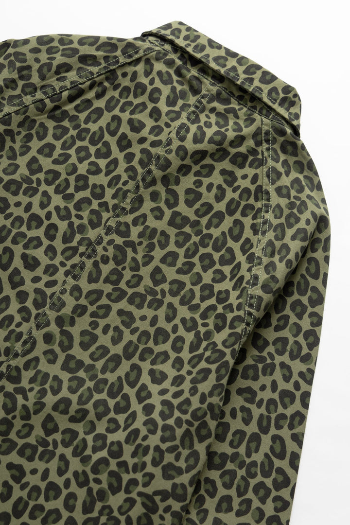 Patterned Front Of House Jacket Green Leopard - détail