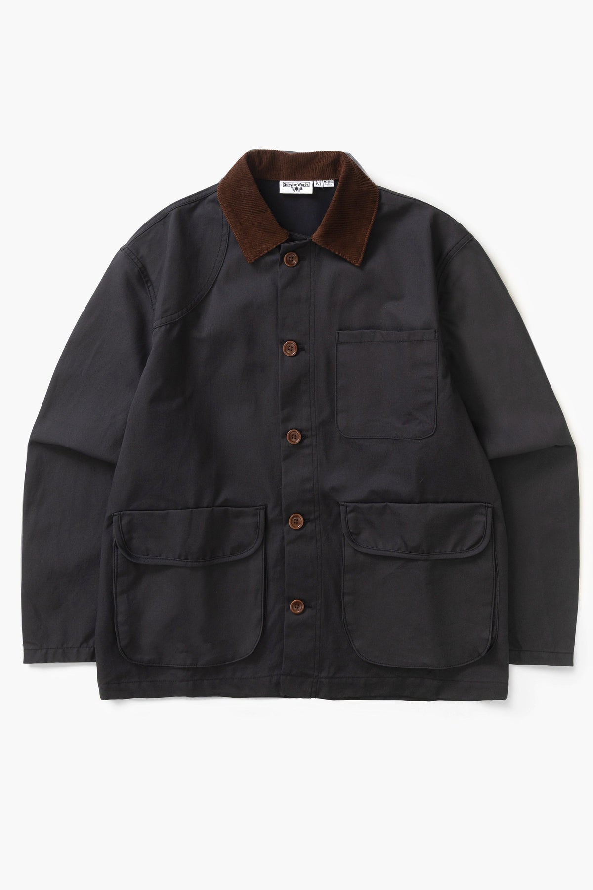 Waxed Barn Coat Black - vue de face